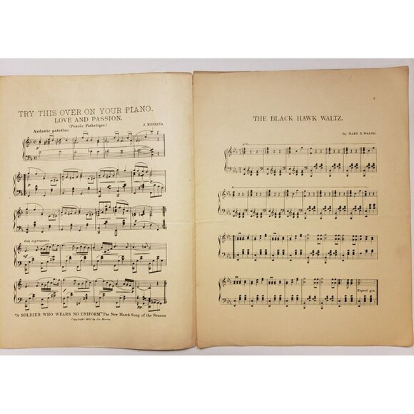 Sheet Music- Black Hawk by Mary E Walsh ANTIQUE 1902 RARE - Picture 4 of 5